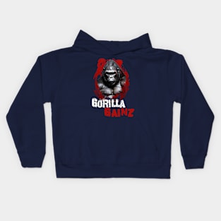 Silverback Gorilla Gainz Muscle Ape Distressed Design Kids Hoodie